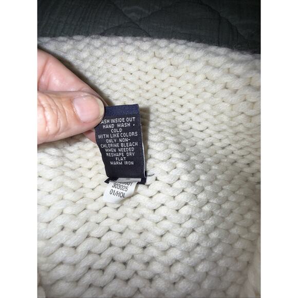 Gap Cream Cardigan Y2K Vintage Large Wool Blend Snap Closure Sweater Women's - Picture 8 of 10